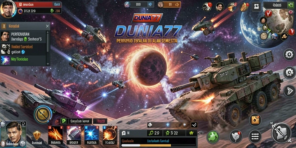 Tampilan gameplay seru DUNIA77 dengan aksi Battle Royale.