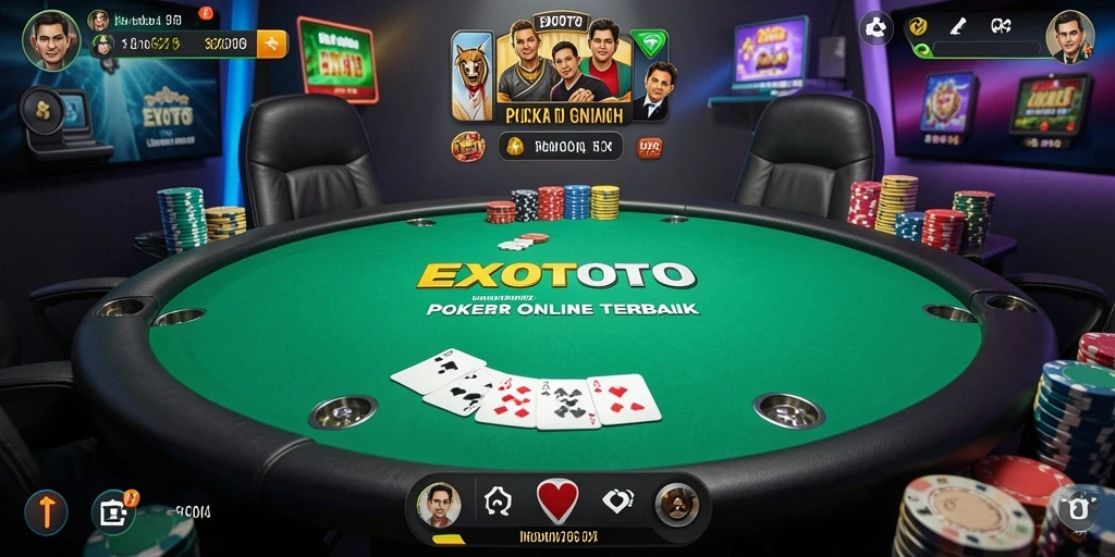 Tampilan menarik dari gameplay Poker EXOTOTO dengan pemain aktif.