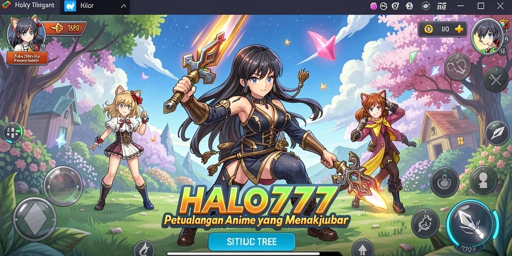 Tampilan gameplay seru dengan karakter Anime yang berwarna-warni.
