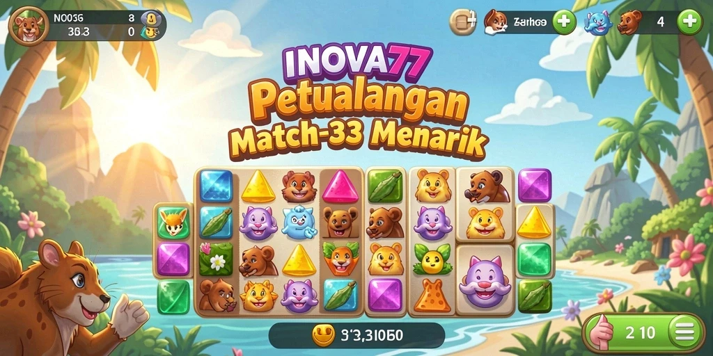 Gameplay seru INOVA77 dengan tantangan Match-3 yang menawan.