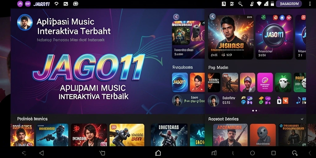 Screenshot utama JAGO11 menampilkan gameplay musik yang interaktif.