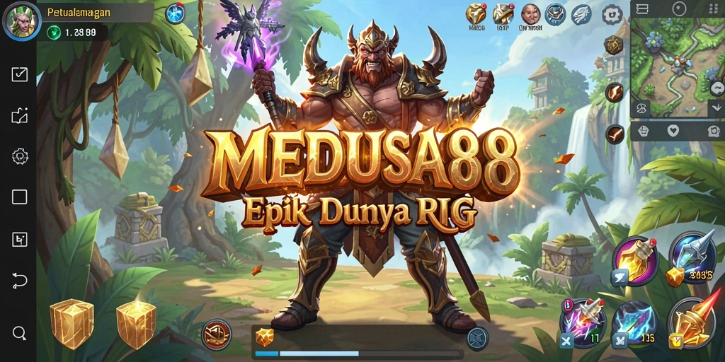 Tampilan gameplay mendebarkan dari MEDUSA88 dengan karakter beragam.