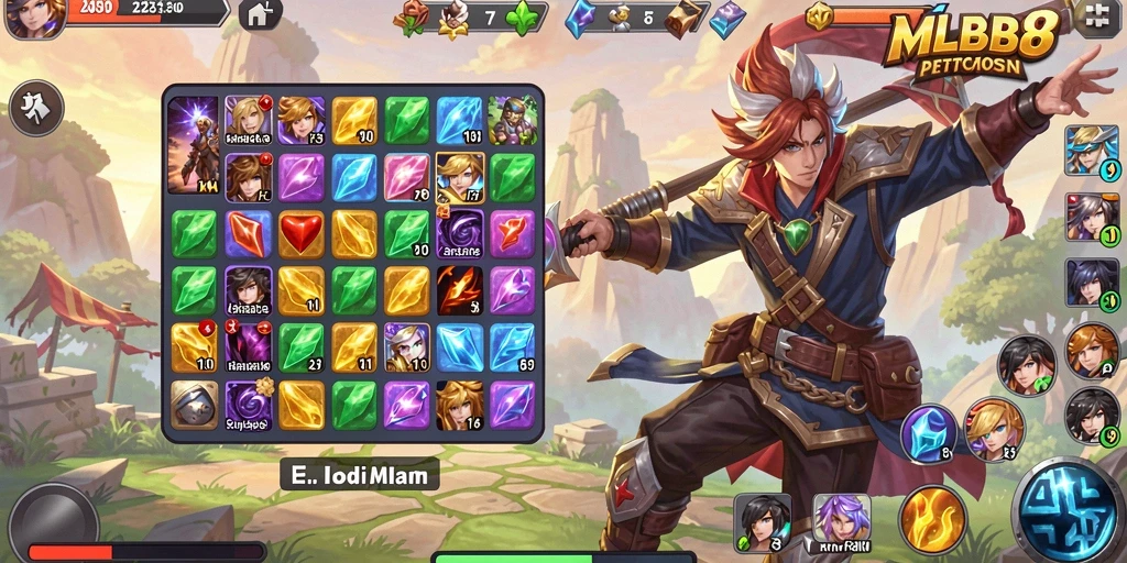 Tampilan gameplay MLBB8 dengan kombinasi permata yang berdampak.