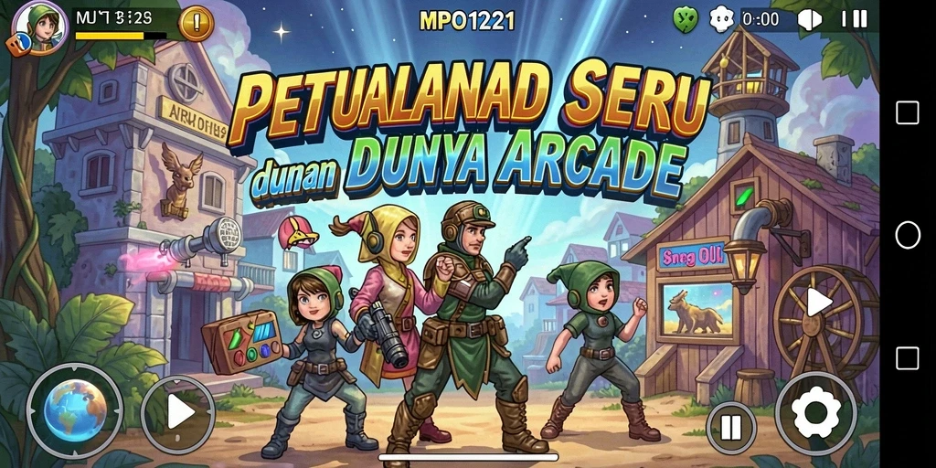 Tampilan gameplay seru dari MPO1221 dengan karakter dan level menantang.