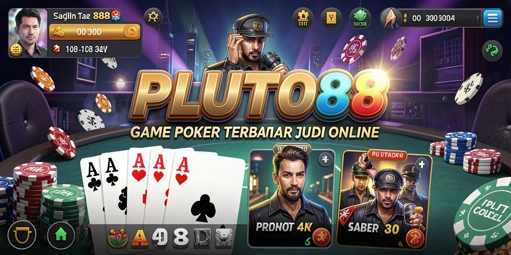 Tampilan gameplay <strong>PLUTO88</strong> menampilkan momen-momen seru saat bermain Poker.