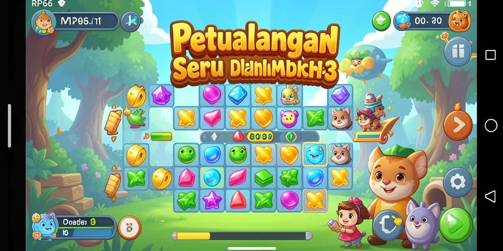 Screenshot gameplay RP66 dengan elemen Match-3 yang menarik.