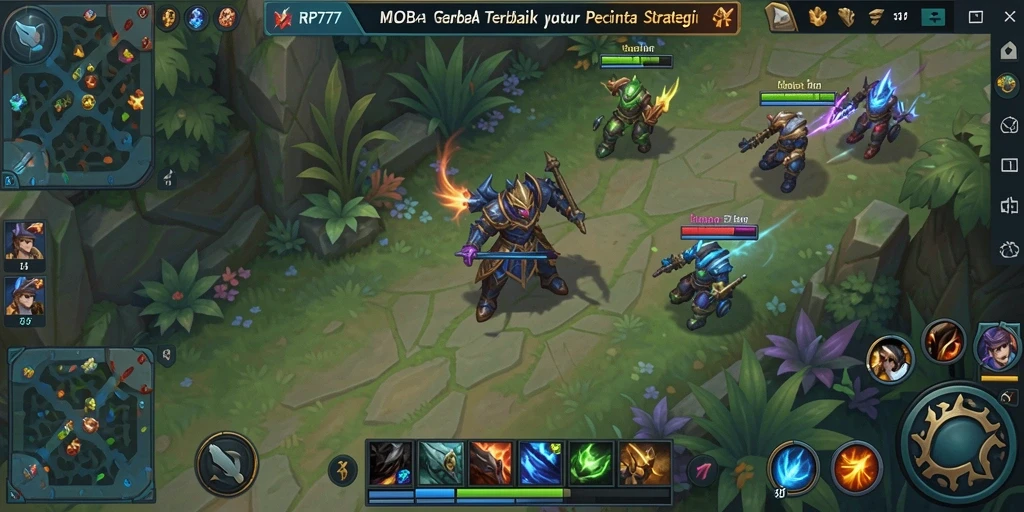 Gameplay RP777 yang seru dan mendebarkan dalam pertempuran MOBA.