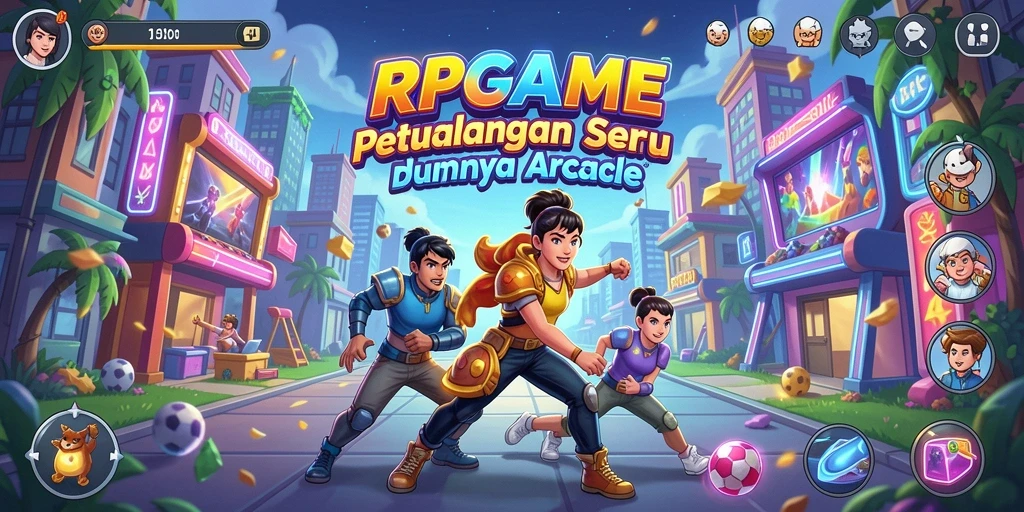 Tampilan utama RPGAME menunjukkan aksi seru dalam gameplay Arcade.