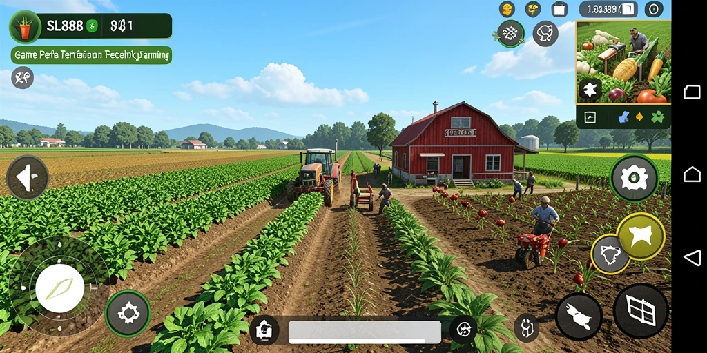 Gameplay seru SL888 dengan berkebun dan beternak.