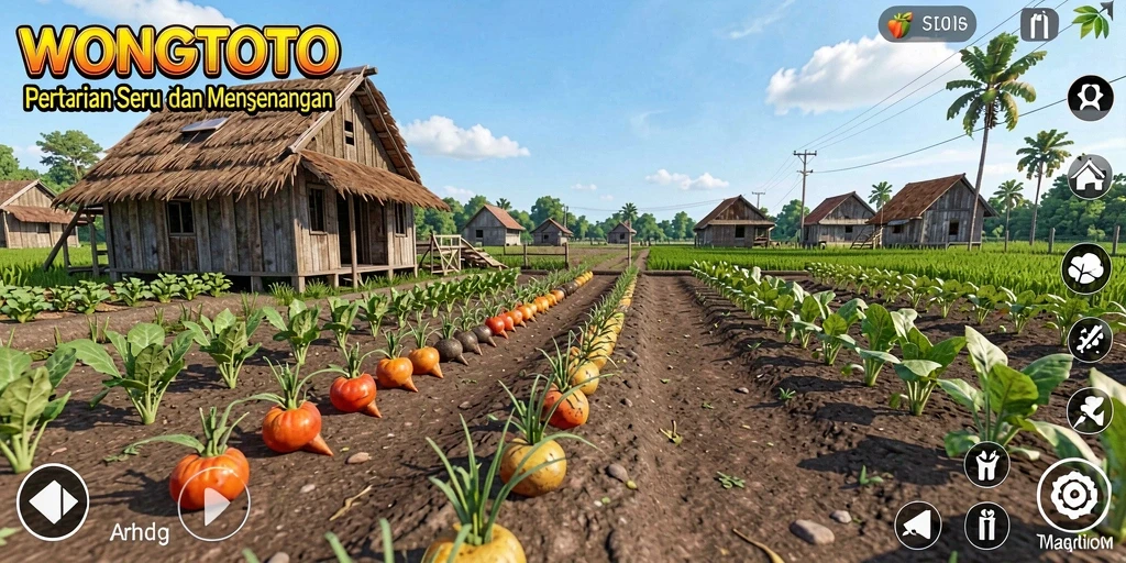 Tangkapan layar gameplay WONGTOTO dengan pertanian yang indah